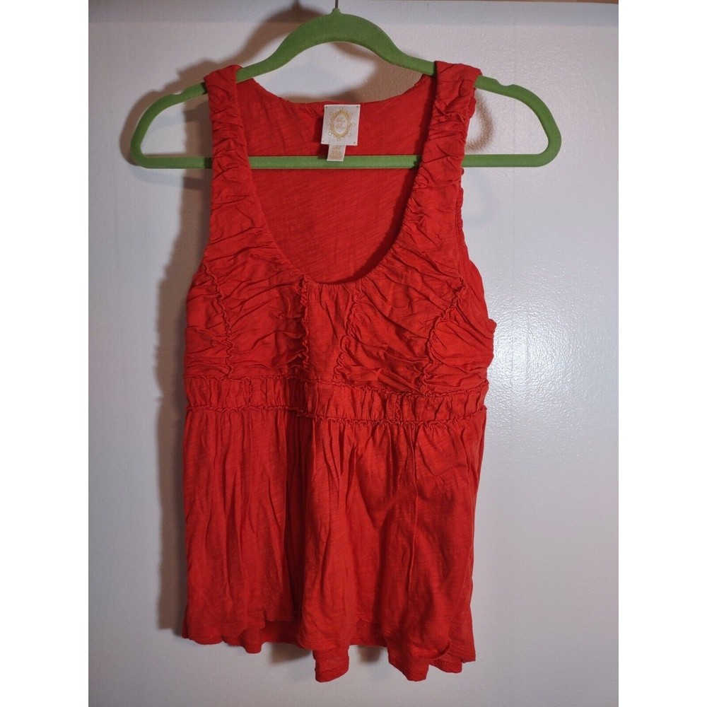 Rio Rao Women's M Sleeveless Tank Shirt Ruched Lined V Neck
